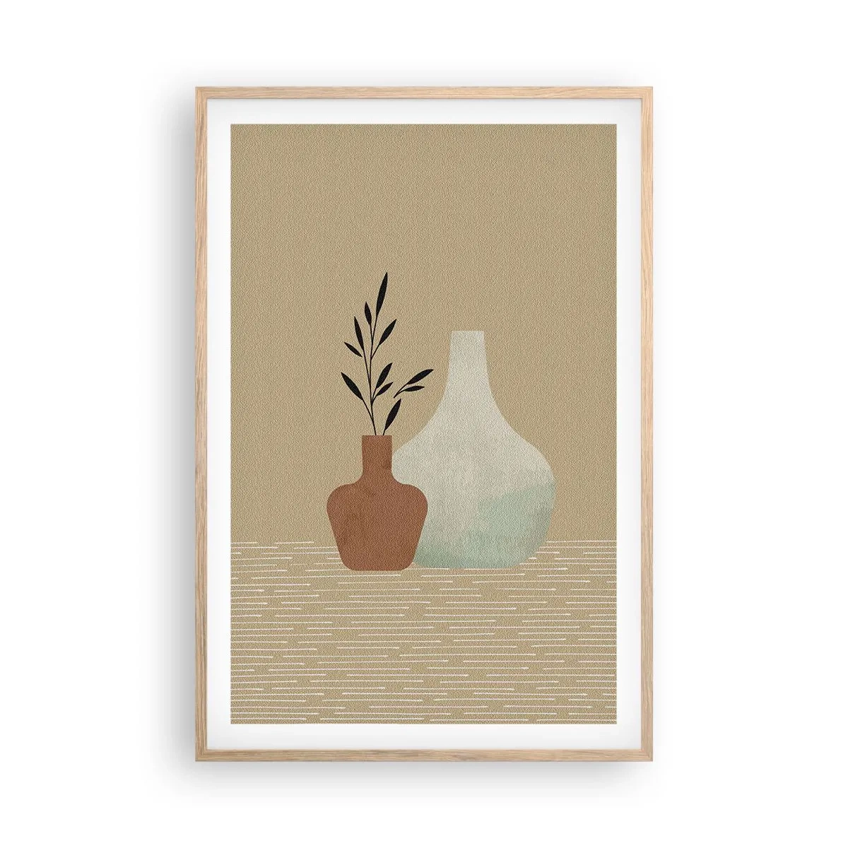 Poster in einem Rahmen aus heller Eiche - Vase und ihre Idee - 61x91 cm