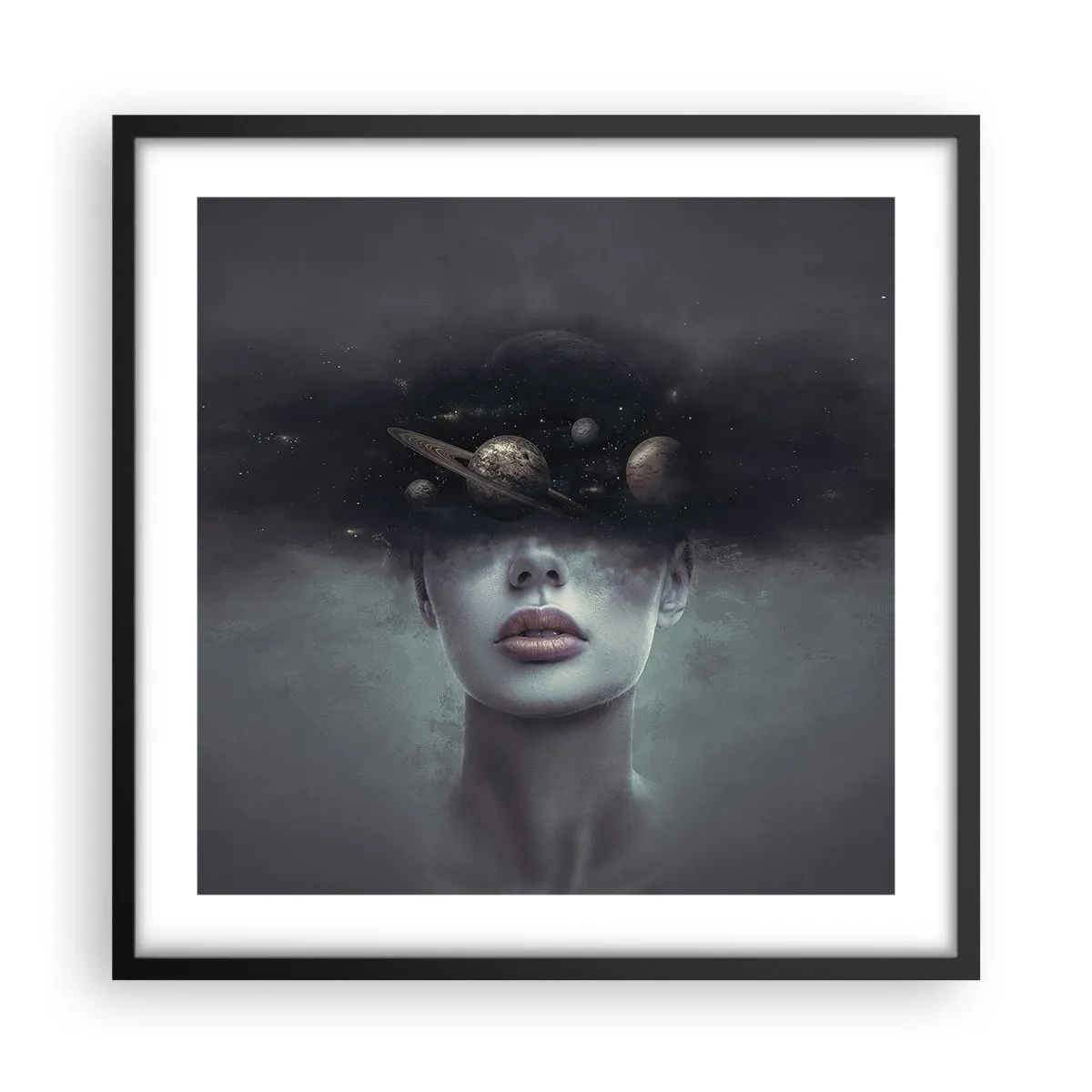 Poster in einem schwarzem Rahmen - Und die Planeten spielen verrückt ... - 50x50 cm