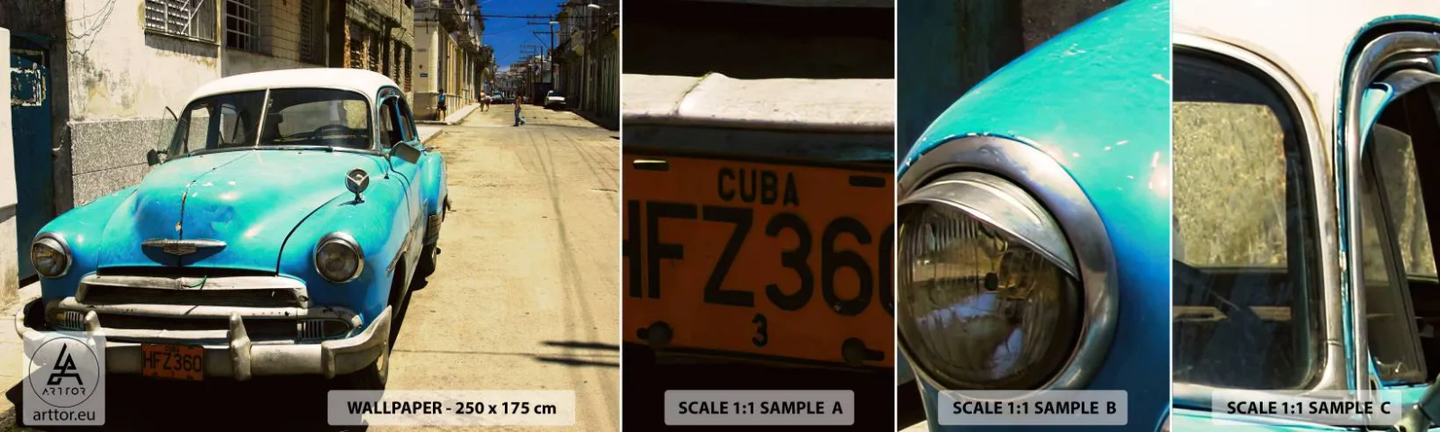Fototapetenmuster Standard Eco - Evviva Kuba! - Automobil, Auto, Kuba - 100x30 cm