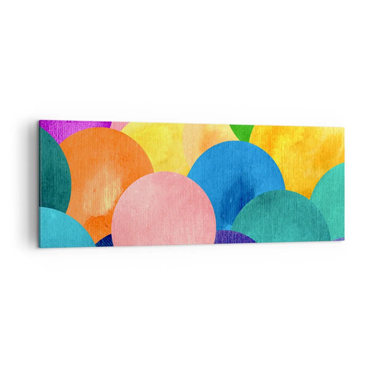 Bild auf Leinwand - Leinwandbild - Bunte Kreise im Aquarellstil - 140x50cm - Die ursprüngliche Fülle des Lebens - Moderne Wanddekoration für Wohnzimmer und Schlafzimmer ARTTOR