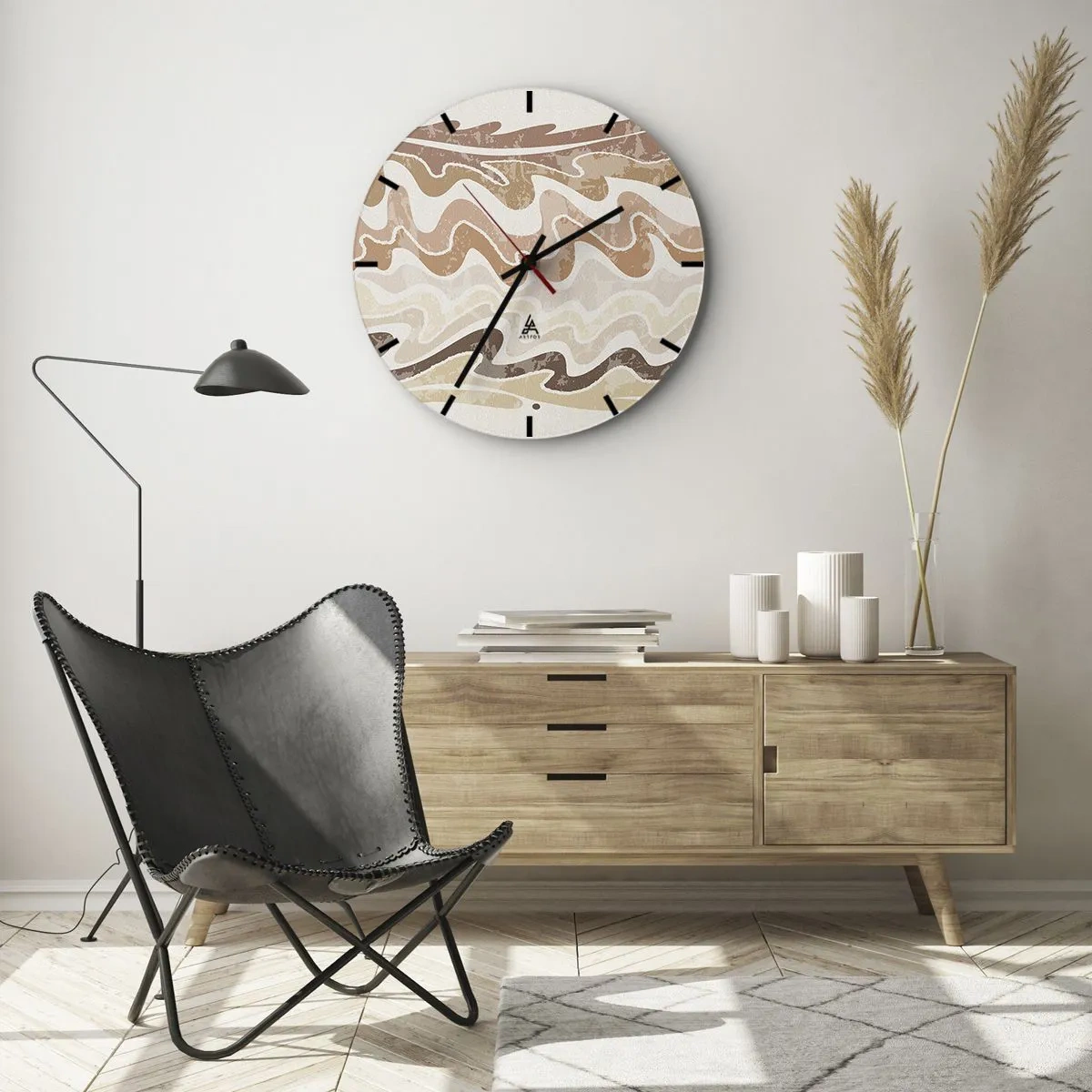 Wanduhr - Glasuhr - Gute Energie – gute Gefühle - 40x40 cm