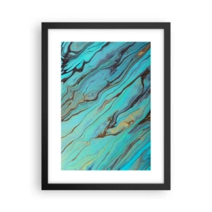 Poster in einem schwarzem Rahmen - Türkisfarbene Flut - 30x40 cm