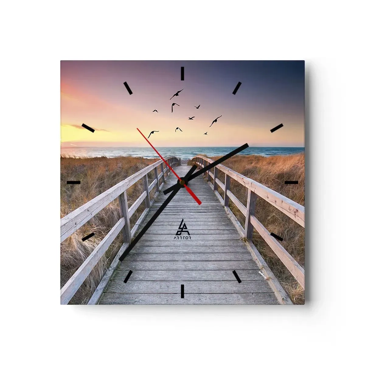 Wanduhr - Glasuhr - Der Raum für Auffliegen - 40x40 cm