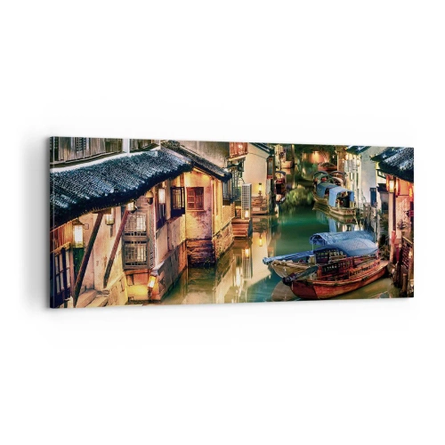 Bild auf Leinwand - Leinwandbild - Ein Abend auf einer chinesischen Straße - 100x40 cm