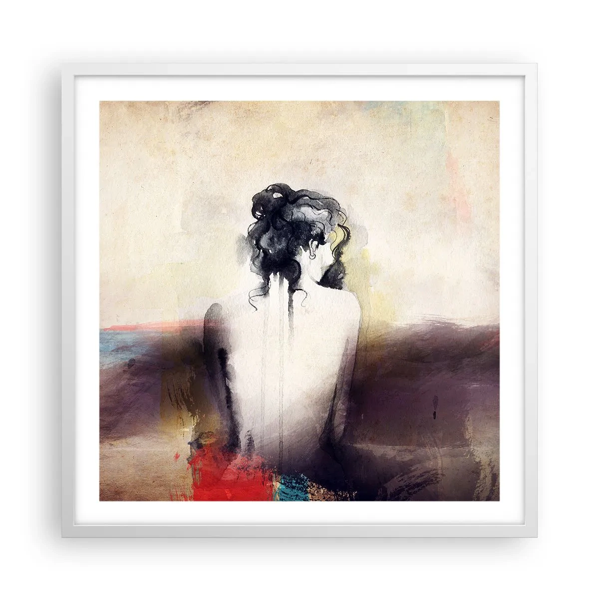 Poster in einem weißen Rahmen - Glatte Linien, ovale Formen - 60x60 cm