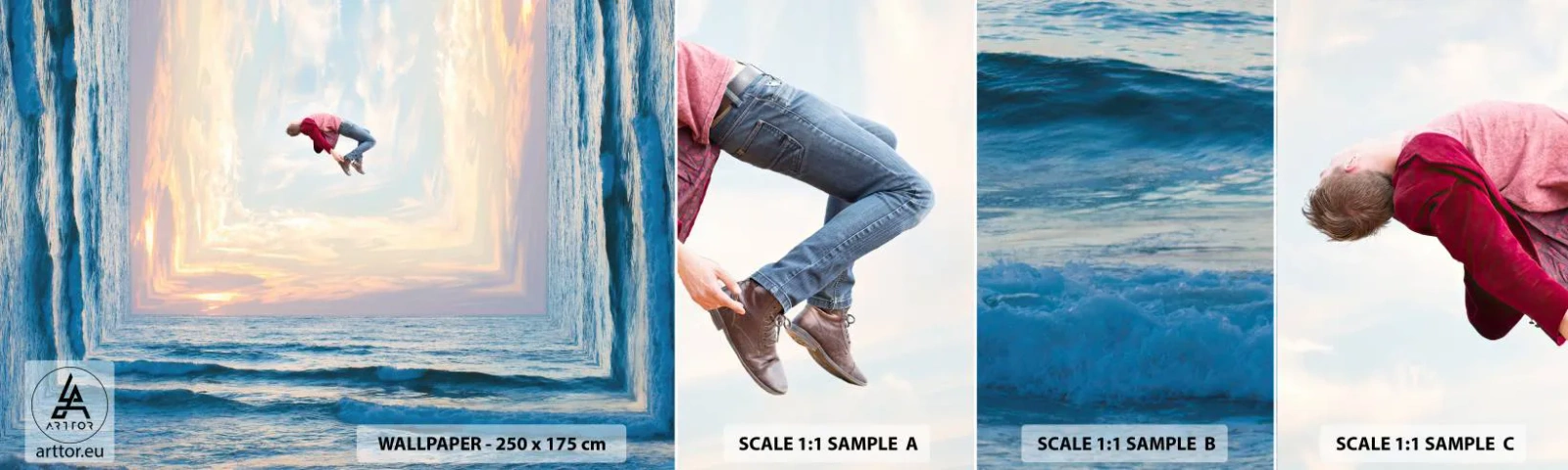 Fototapeten Muster Selbstklebend Deluxe Sticker - In eine andere Dimension - Abstraktion, Mann, Natur - 100x30 cm