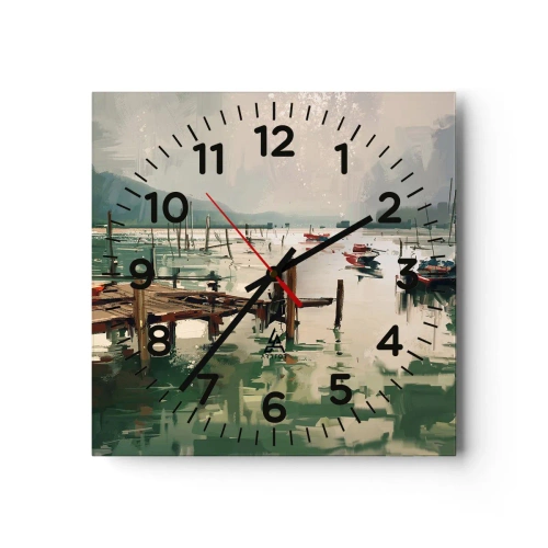 Wanduhr - Glasuhr - Durchnässt in einem geschmolzenen Mond - 40x40 cm