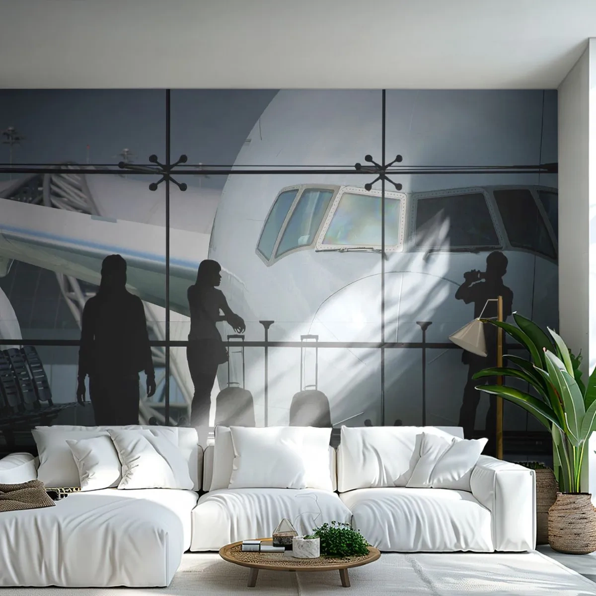 Fototapete Premium Sand - Vis a vis am Flughafen - Flugzeug, Flughafen, Reisen - 100x70 cm