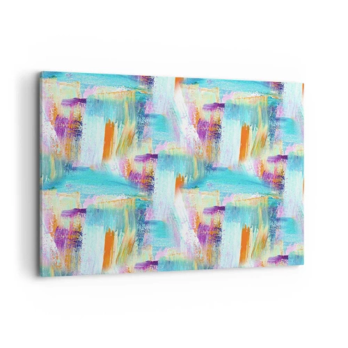 Bild auf Leinwand - Leinwandbild - Farbenfrohe Abstraktion mit dynamischen Pinselstrichen - 120x80cm - Fröhlicher Labyrinth-Liner - Moderne Wanddekoration für Wohnzimmer und Schlafzimmer ARTTOR