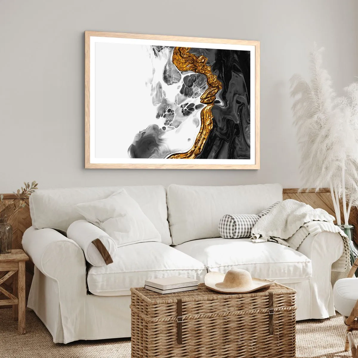 Poster in einem Rahmen aus heller Eiche - Organische Komposition - 91x61 cm