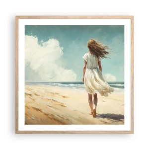 Poster in einem Rahmen aus heller Eiche - Der Sonne und dem Wind begegnen - 60x60 cm
