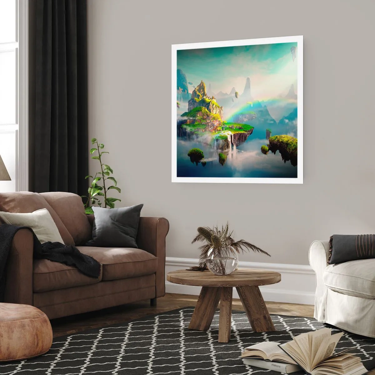 Poster - Mitten am Himmel - glückliche Inseln - 60x60 cm