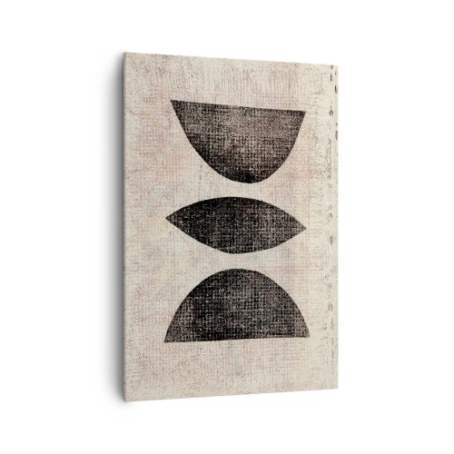 Bild auf Leinwand - Leinwandbild - Ethnische Formen in dunklen Tönen auf hellem Hintergrund - 70x100cm - Ethnische Abstraktion - Moderne Wanddekoration für Wohnzimmer und Schlafzimmer ARTTOR