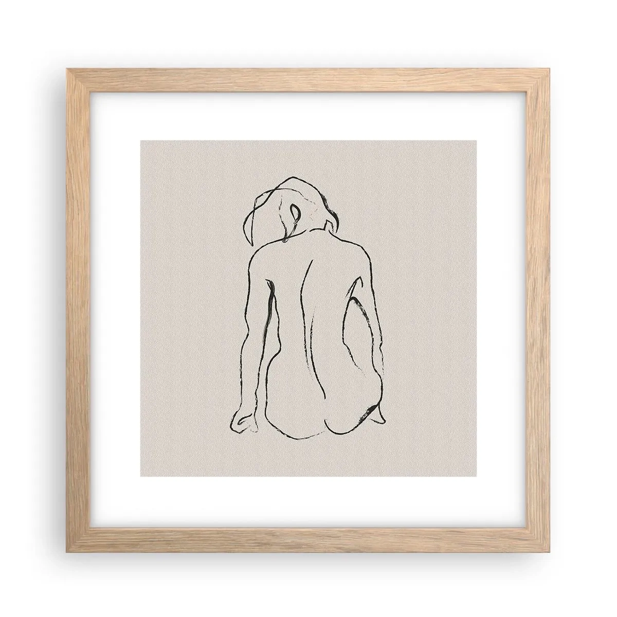 Poster in einem Rahmen aus heller Eiche - Mädchenakt - 30x30 cm