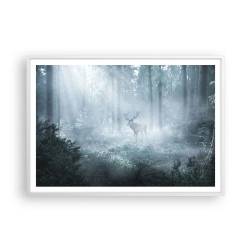 Poster in einem weißen Rahmen - Morgenvisite auf dem Grundstück - 100x70 cm