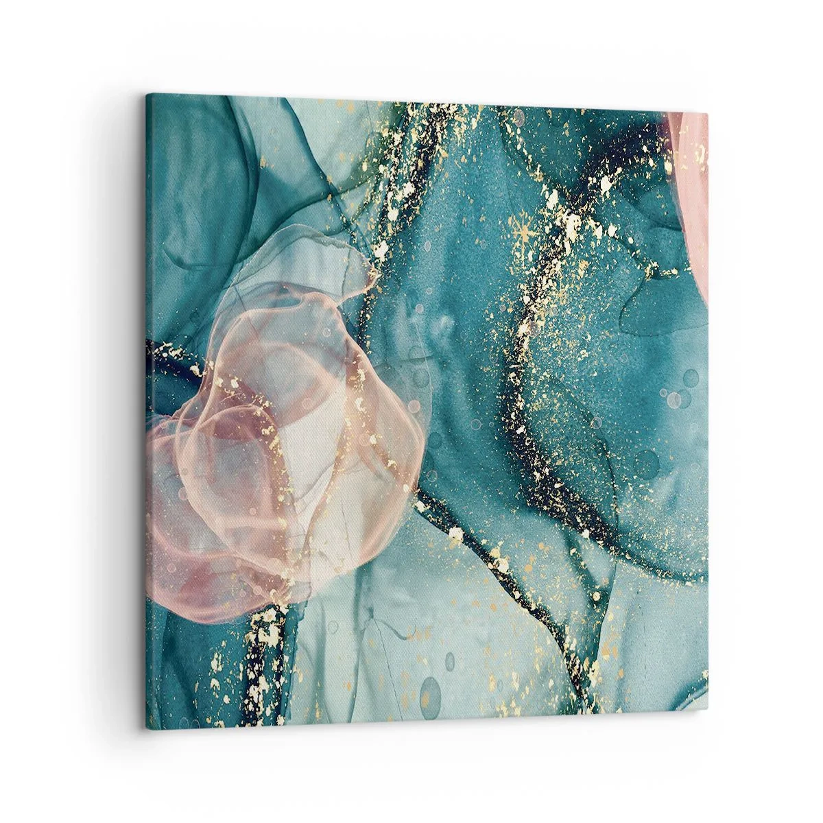 Bild auf Leinwand - Leinwandbild - Seidenblau, Tüllrosa - 50x50 cm