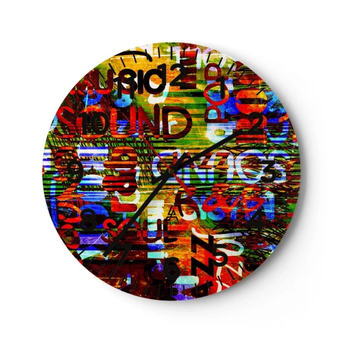 Wanduhr - Glasuhr - Alle Farben des Klangs - 40x40 cm
