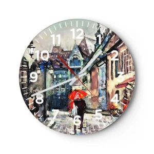 Wanduhr - Glasuhr - Regen für Zwei - 30x30 cm