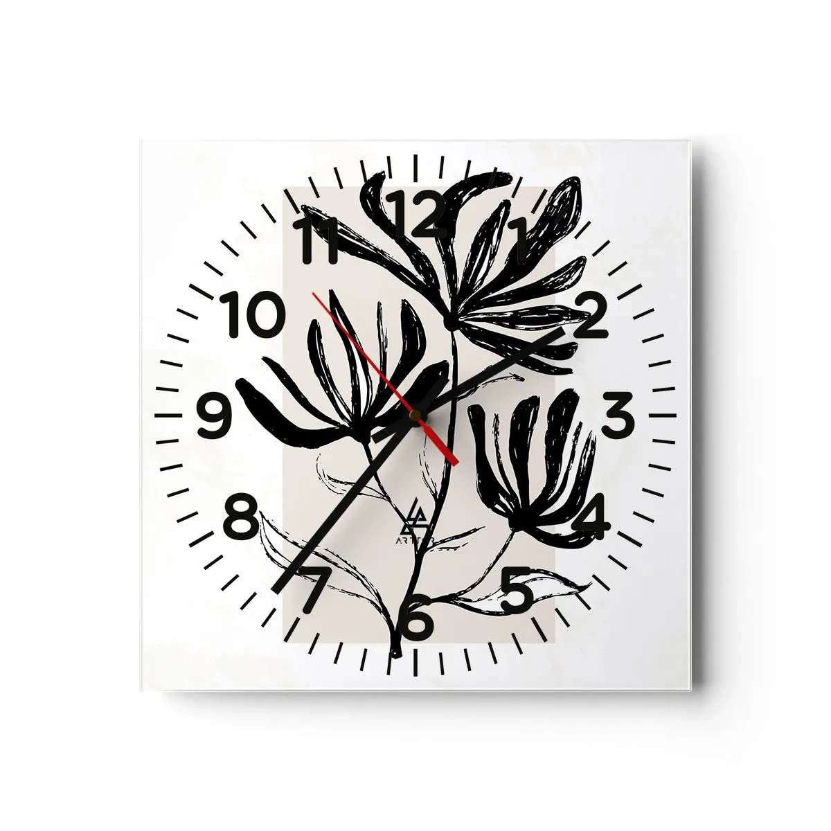 Wanduhr - Glasuhr - Skizze für das Herbarium - 40x40 cm