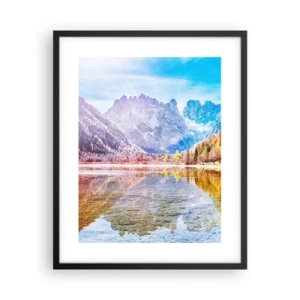 Poster in einem schwarzem Rahmen - Und in den Bergen ist es schon Herbst - 40x50 cm