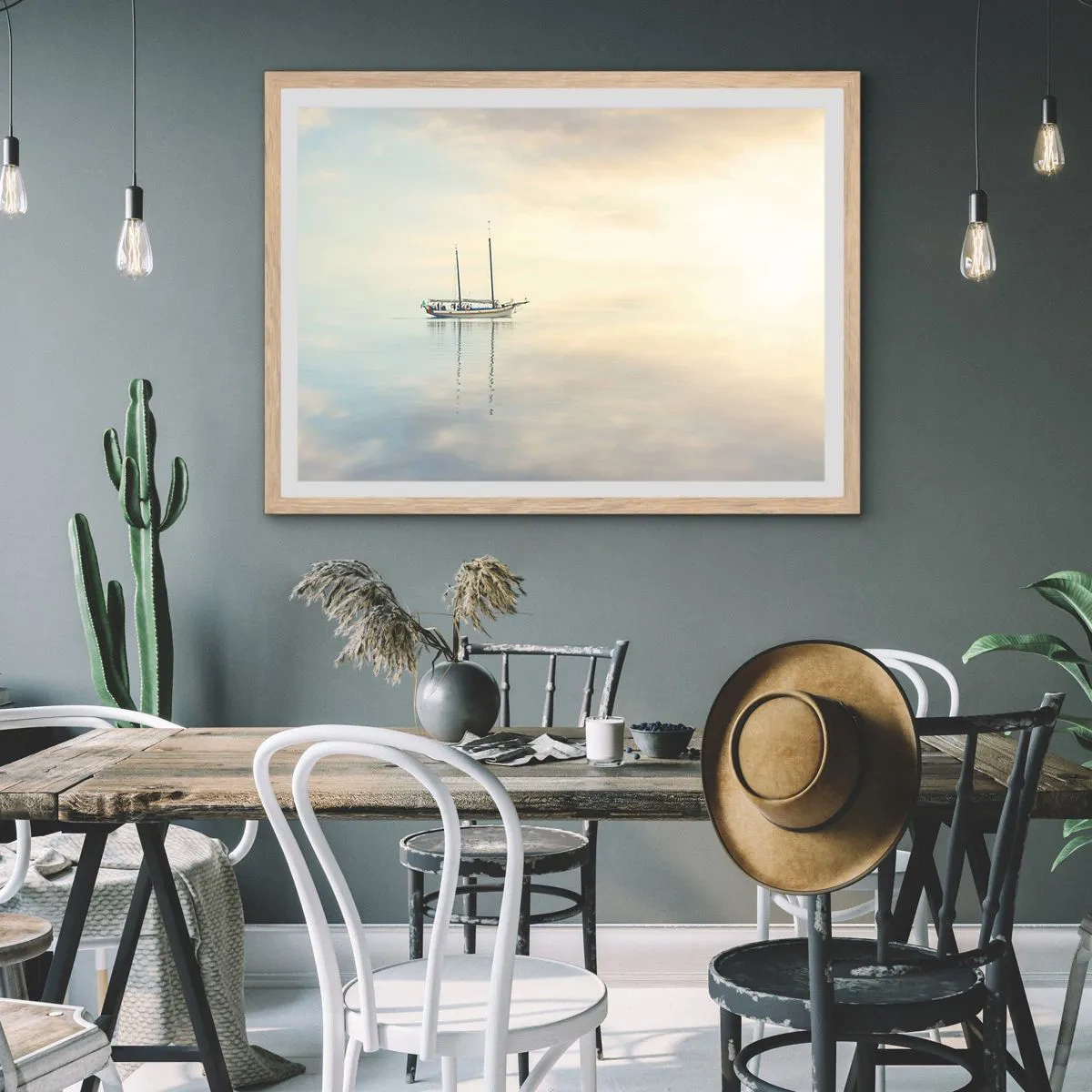 Poster in einem Rahmen aus heller Eiche - Im Meer der Stille - 50x40 cm