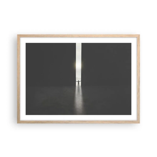 Poster in einem Rahmen aus heller Eiche - Ein Schritt in eine strahlende Zukunft - 70x50 cm