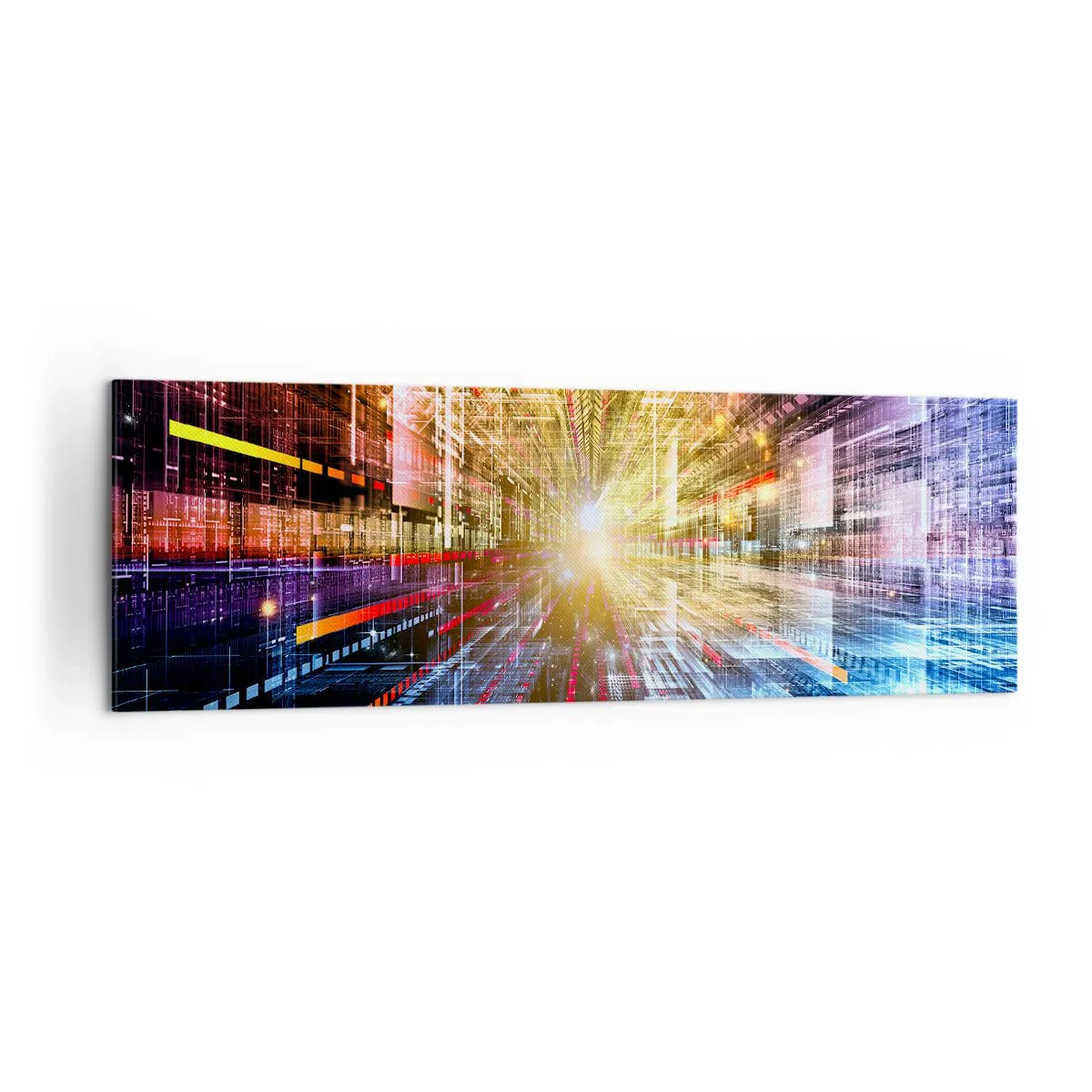 Bild auf Leinwand - Leinwandbild - Dynamische Lichter in einem futuristischen Korridor - 160x50cm - Leuchtender Korridor - Moderne Wanddekoration für Wohnzimmer und Schlafzimmer ARTTOR