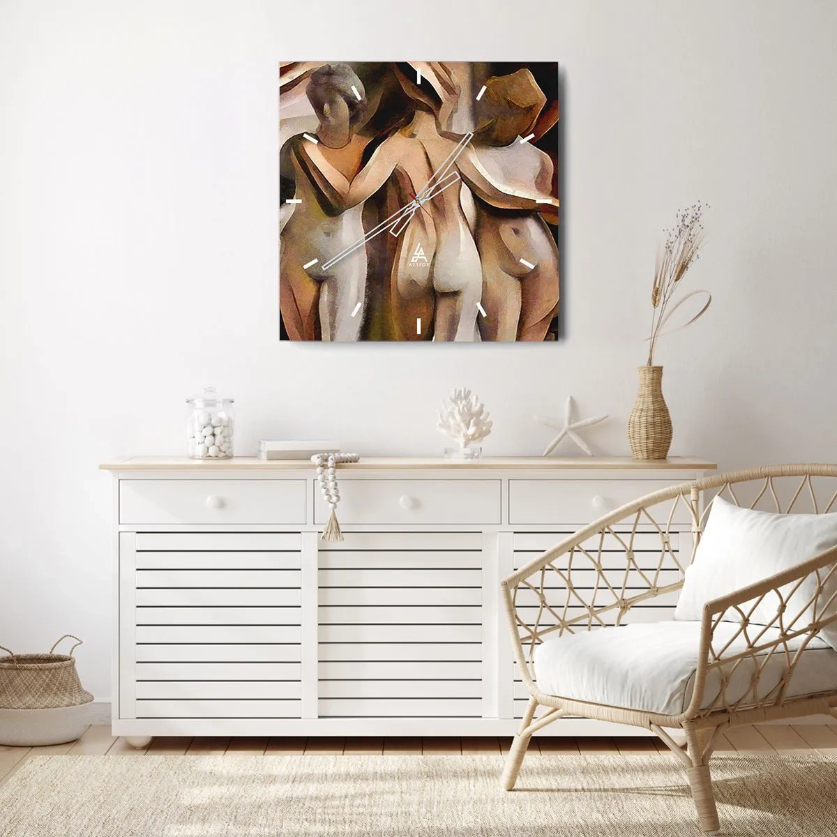 Wanduhr - Glasuhr - Drei Grazien 2.0 - 30x30 cm