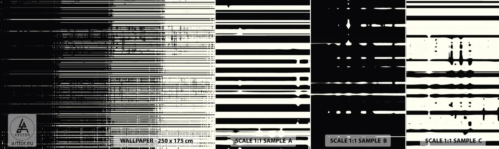 Fototapetenmuster Standard Eco - Wellen und Vibrationen - Schwarz und weiß, Barcodes, Linien - 100x30 cm