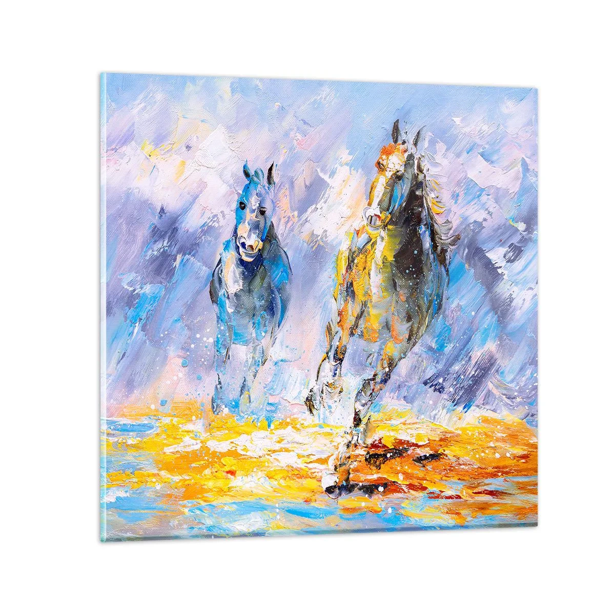 Glasbild - Bild auf glas - Galopp durch die Blendung - 40x40 cm