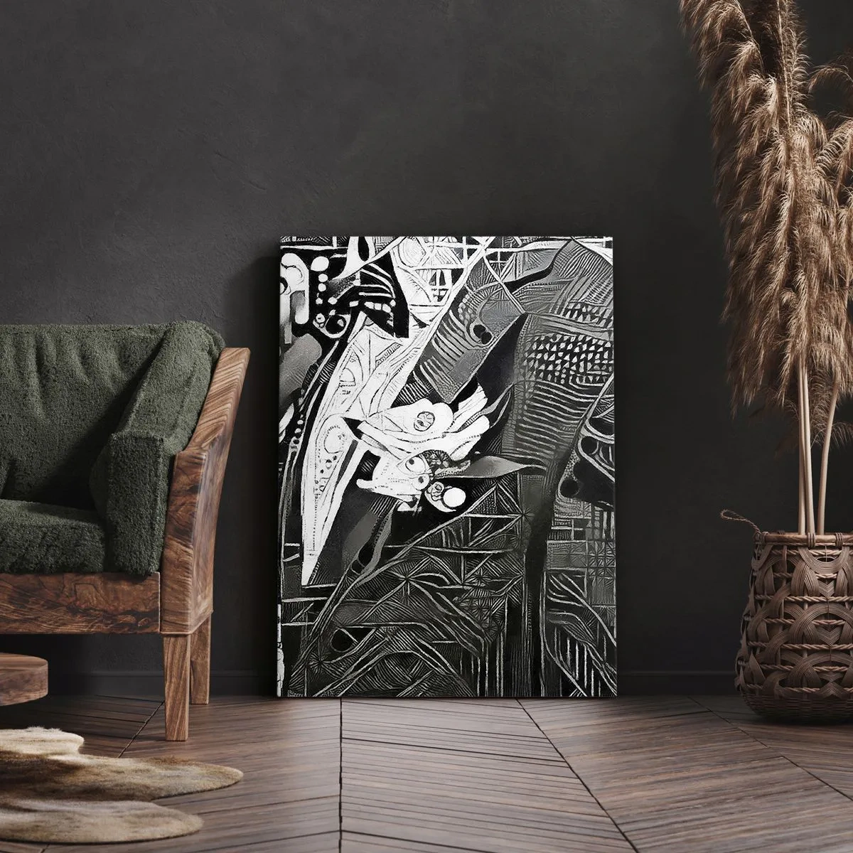 Bild auf Leinwand - Leinwandbild - Elegante Abstraktion eines Mannes im Anzug in Schwarz und Weiß - 50x70cm - Nur ein scheinbar grauer Mann - Moderne Wanddekoration für Wohnzimmer und Schlafzimmer ARTTOR