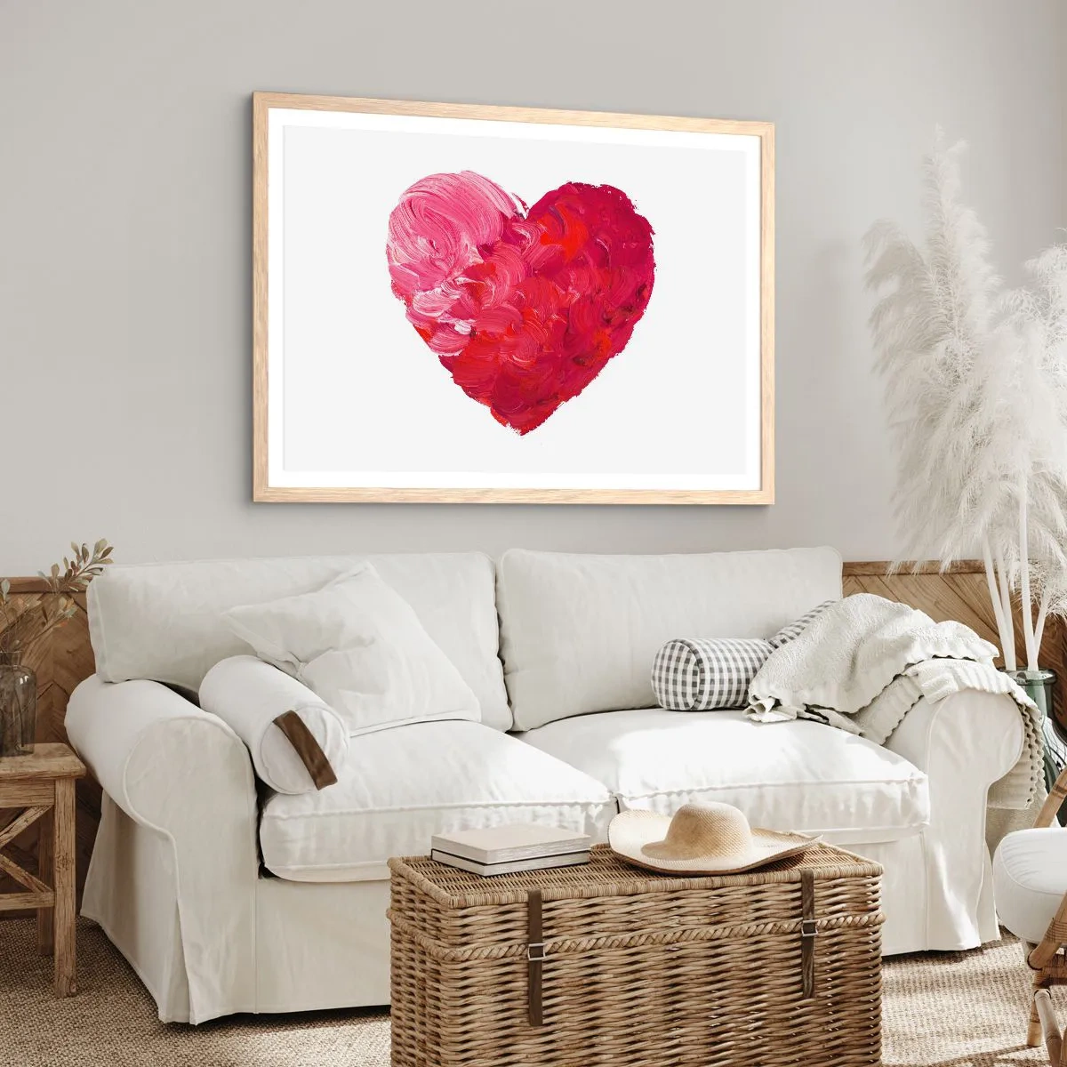 Poster in einem Rahmen aus heller Eiche - Alles was du brauchst ist Liebe - 100x70 cm