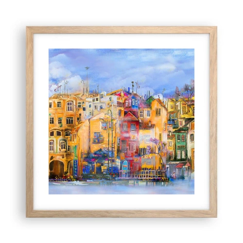 Poster in einem Rahmen aus heller Eiche - Wir sind zusammen - 40x40 cm