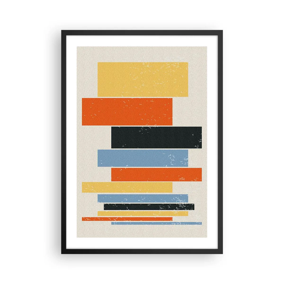 Poster in einem schwarzem Rahmen - Bunte geometrische Rechtecke auf hellem Hintergrund - 50x70cm - Musiknotation - Moderne Wanddekoration für Wohnzimmer und Schlafzimmer ARTTOR