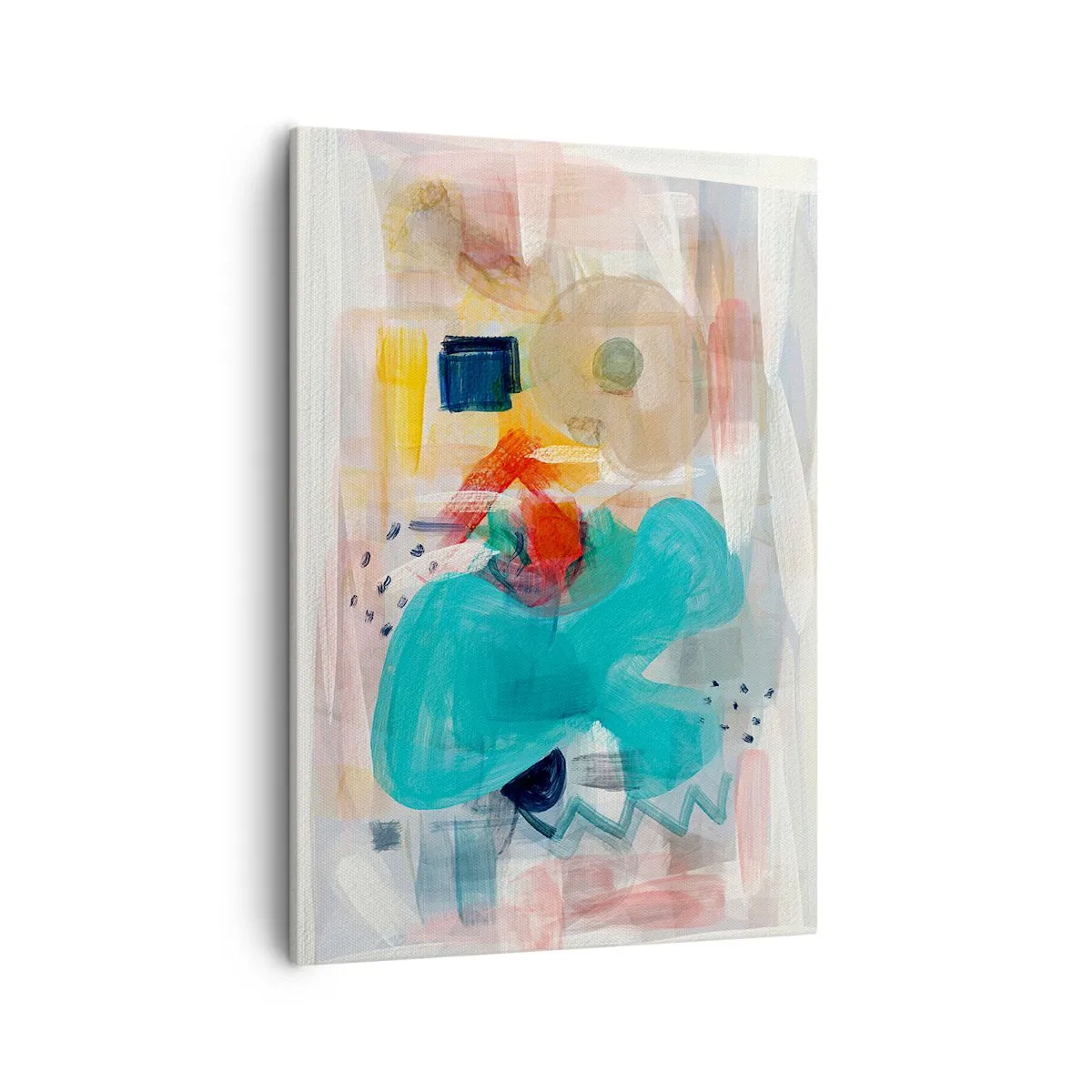 Bild auf Leinwand - Leinwandbild - Abstrakte Formen und Farben schaffen eine dynamische Komposition - 50x70cm - Buntes Spiel - Moderne Wanddekoration für Wohnzimmer und Schlafzimmer ARTTOR