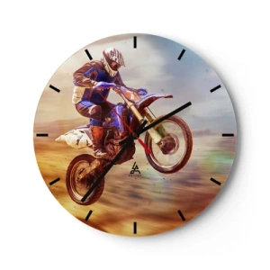 Wanduhr - Glasuhr - Motorradschwindel - 40x40 cm