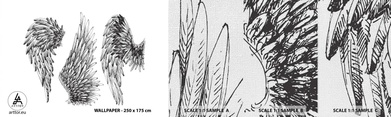 Fototapeten Muster Premium Canvas - Und du kannst ein Engel werden - Vogelfeder, Flügel, Grafik - 100x30 cm