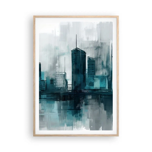 Poster in einem Rahmen aus heller Eiche - Eine Stadt in der Farbe des Regens - 70x100 cm