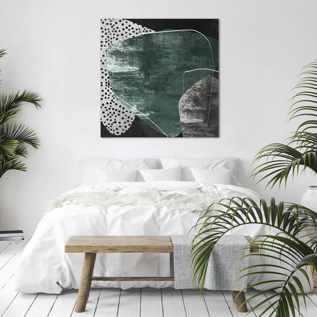 Bild auf Leinwand - Leinwandbild - Bunte Abstraktion mit Blattgold - 60x60 cm