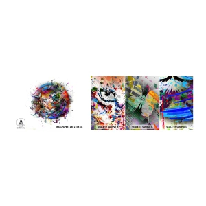Fototapeten Muster Selbstklebend Deluxe Sticker - Es lauert hinter einem Regenbogenschleier - Abstraktion, Tiger, Grafik - 100x30 cm