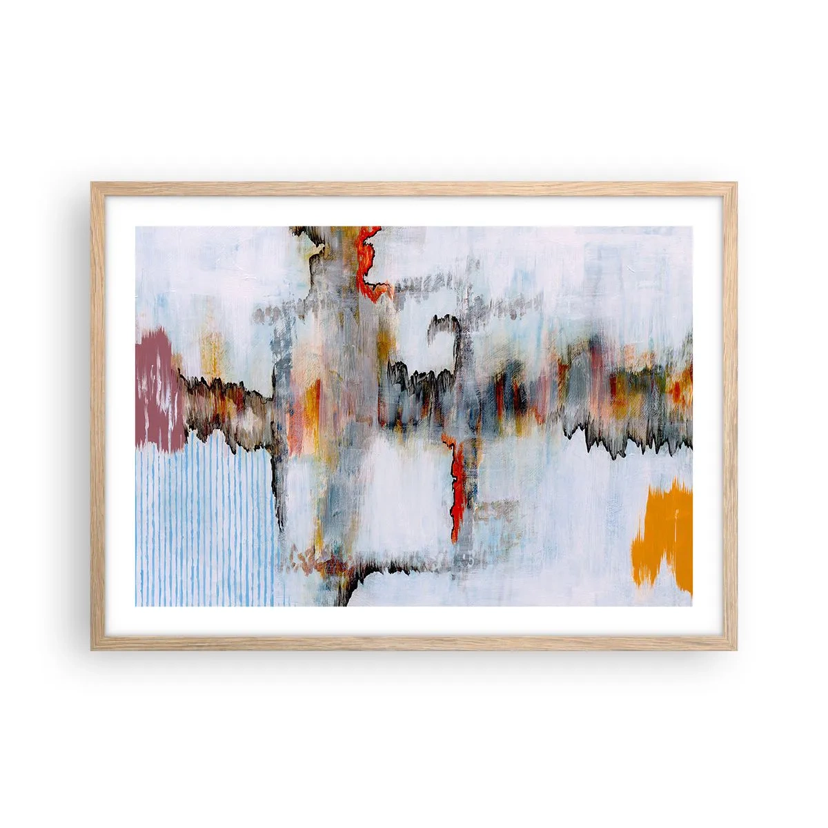 Poster in einem Rahmen aus heller Eiche - Ein Stock auf dem Wasser - 70x50 cm