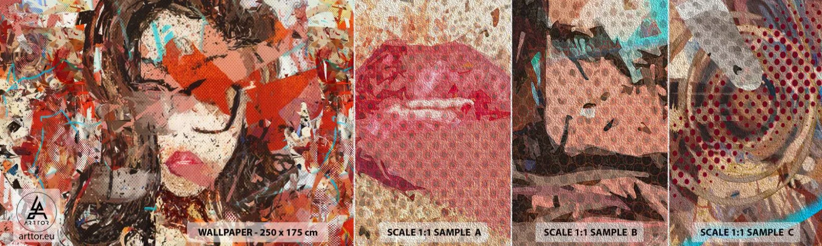 Fototapeten Muster Premium Sand - Niemand weiß, was du wirklich bist - Abstraktion, Porträt einer Frau, Grafik - 100x30 cm