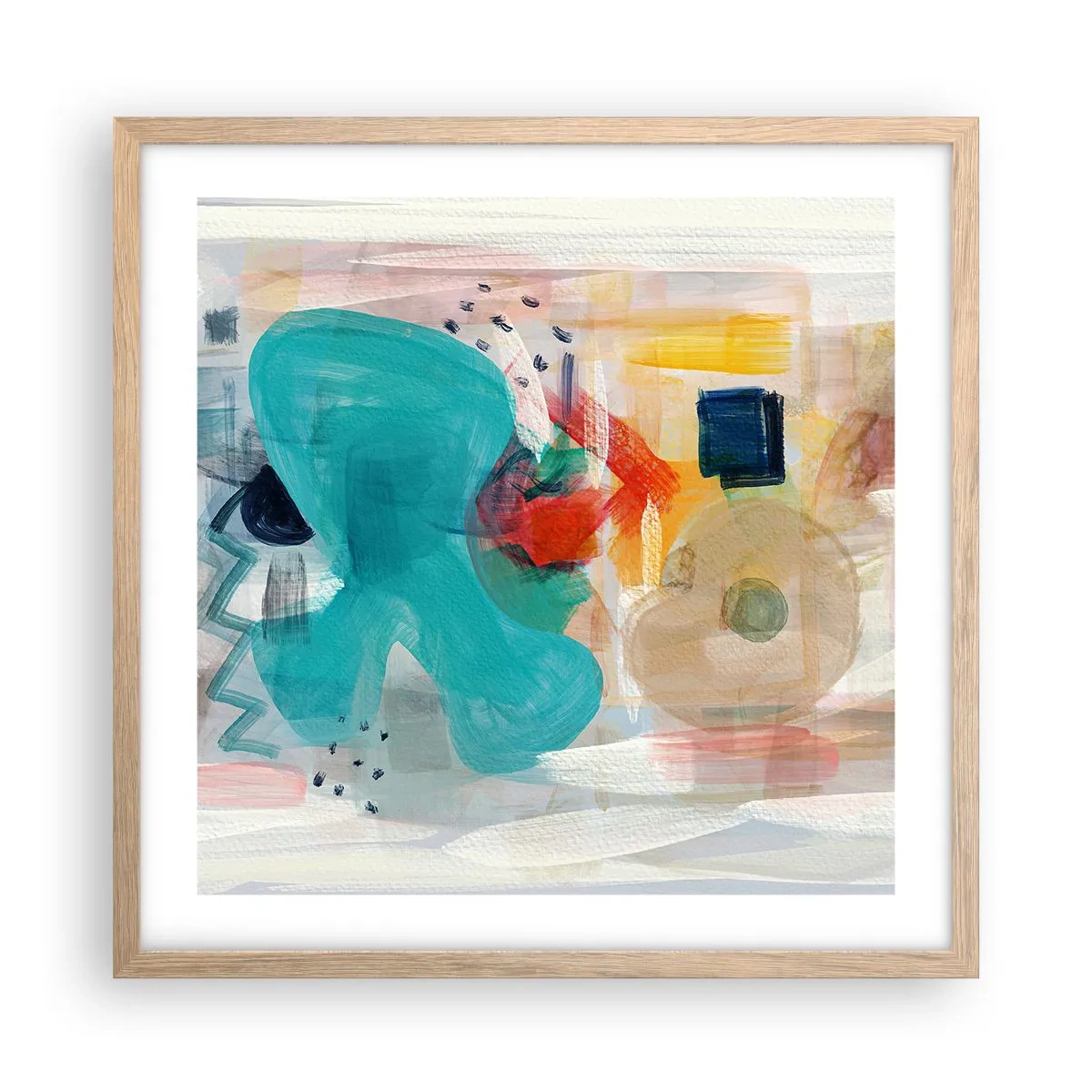 Poster in einem Rahmen aus heller Eiche - Buntes Spiel - 50x50 cm