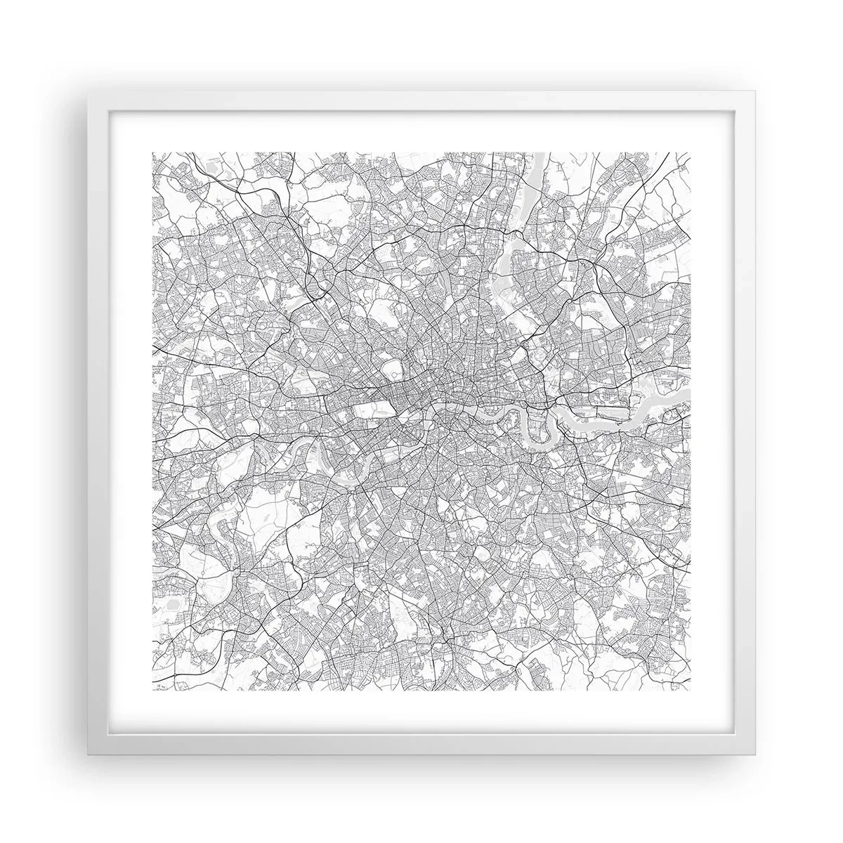 Poster in einem weißen Rahmen - Karte des Labyrinths von London - 50x50 cm