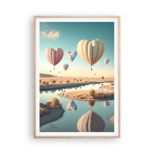 Poster in einem Rahmen aus heller Eiche - Dank Liebe steigt man auf - 70x100 cm