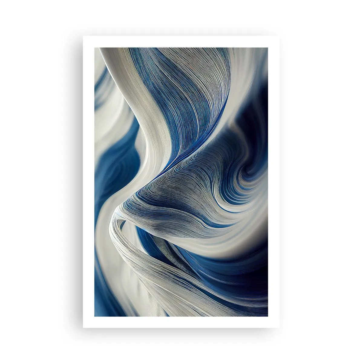 Poster - Fließfähigkeit von Blau und Weiß - 61x91 cm