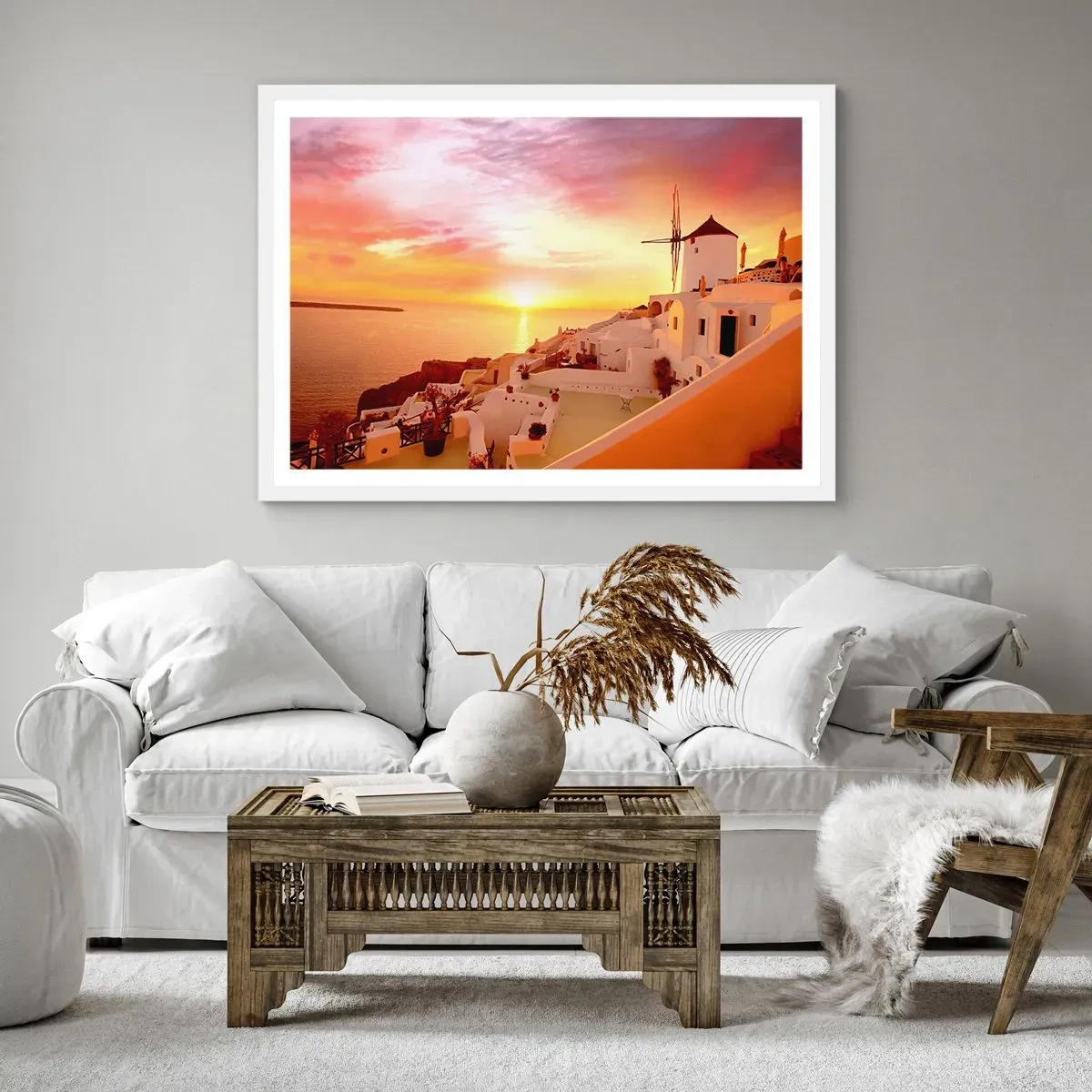 Poster in einem weißen Rahmen - In Weiß und Gold schmelzen - 70x50 cm