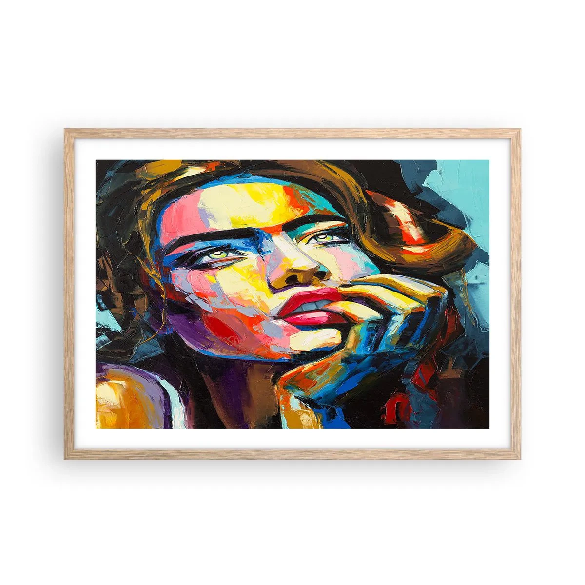 Poster in einem Rahmen aus heller Eiche - Träume fliegen am Himmel wie Vögel - 70x50 cm