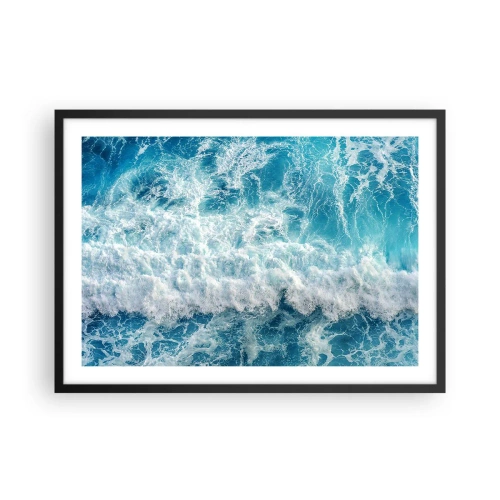 Poster in einem schwarzem Rahmen - Dynamische Meereswellen in Blautönen - 70x50cm - Freudig und springend - Moderne Wanddekoration für Wohnzimmer und Schlafzimmer ARTTOR