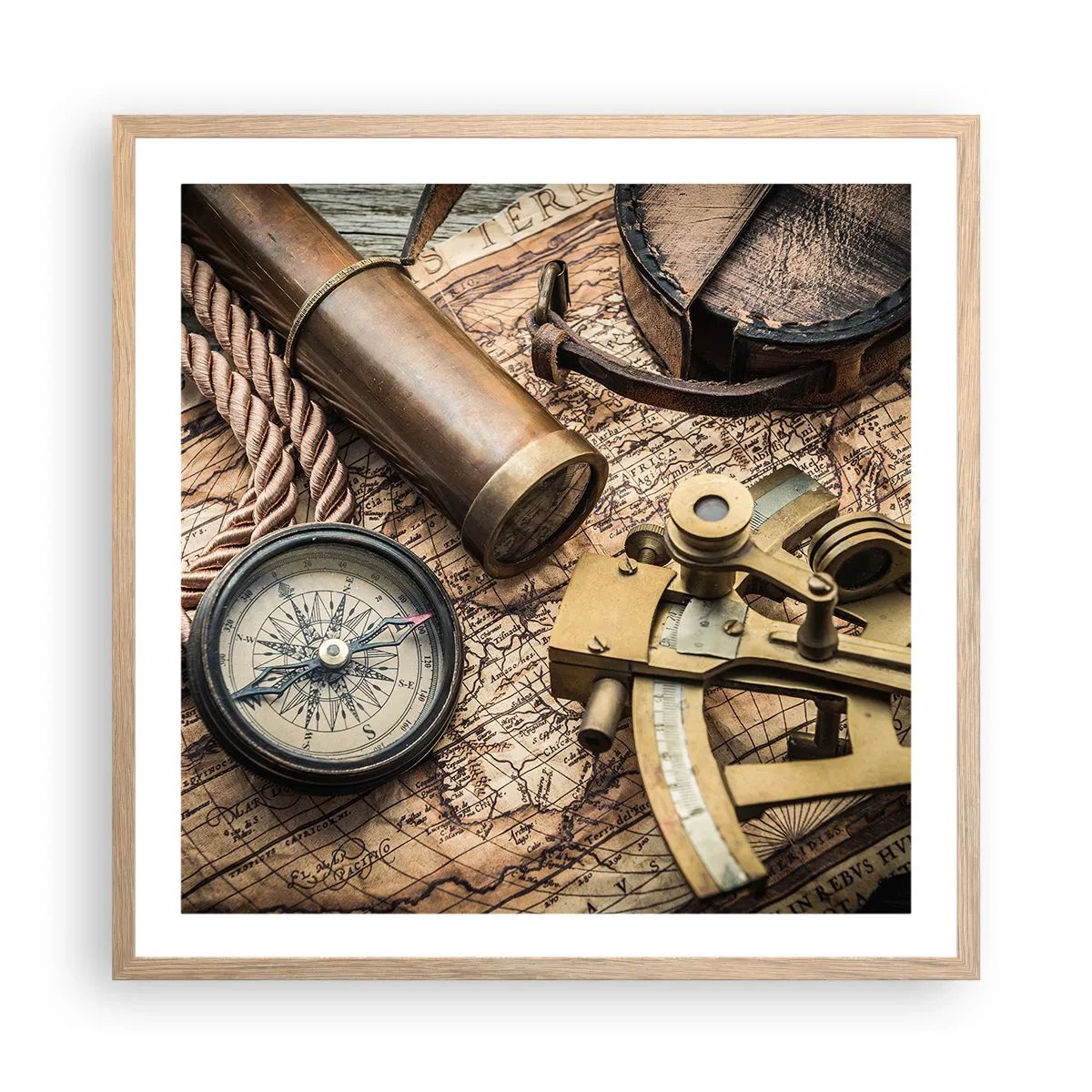 Poster in einem Rahmen aus heller Eiche - Setze Sie einen Kurs - 60x60 cm